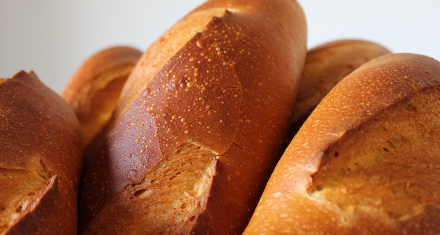 Croste di pane appena sfornato, in primo piano